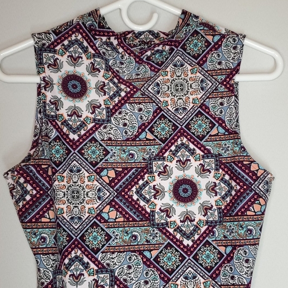 No Comment Mixed Print Sleeveless Mini Dress L - Picture 3 of 8